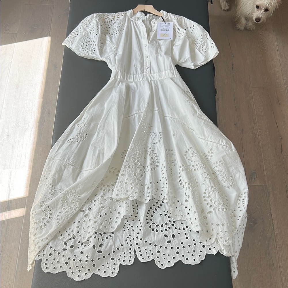 Zara White Eyelet Maxi Dress